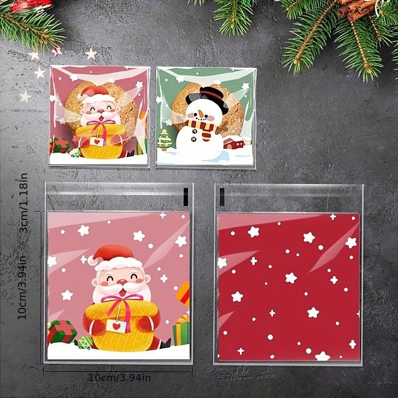 10pcs Christmas Santa Claus Tree Snowflake Crispy Candy Sticky Bag