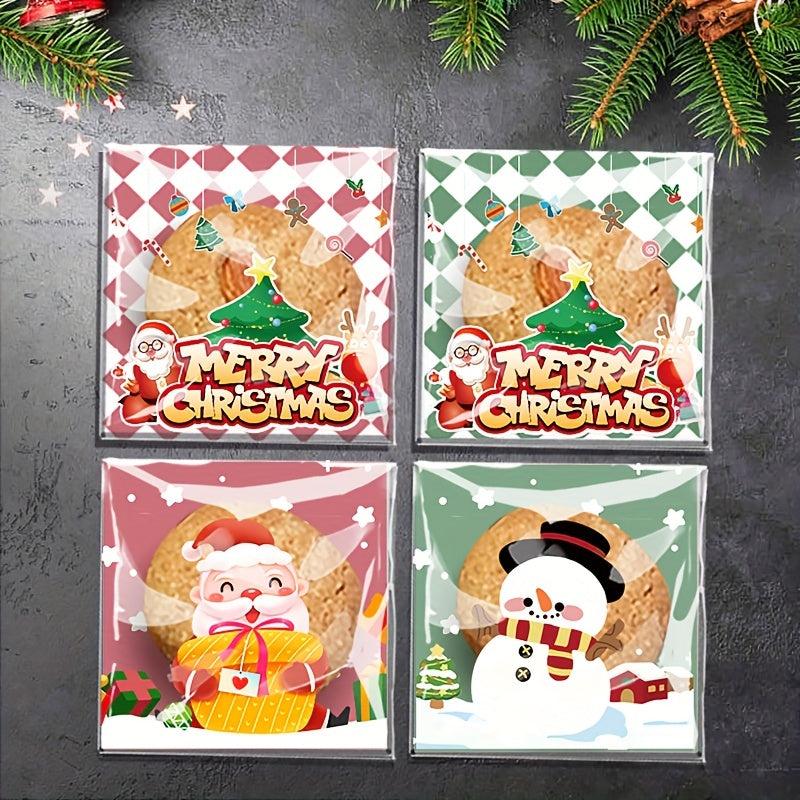 10pcs Christmas Santa Claus Tree Snowflake Crispy Candy Sticky Bag