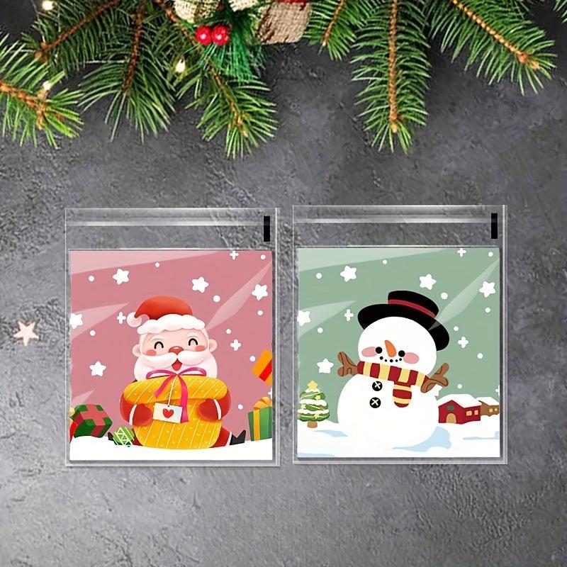 10pcs Christmas Santa Claus Tree Snowflake Crispy Candy Sticky Bag