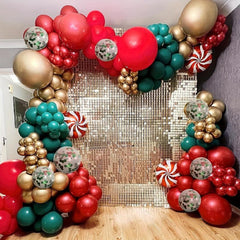 Christmas Party Balloon Set - Dark Green Red Golden Mix