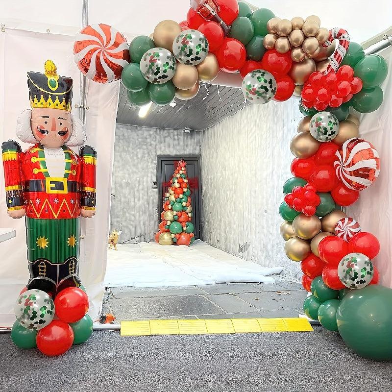 Christmas Party Balloon Set - Dark Green Red Golden Mix
