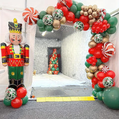Christmas Party Balloon Set - Dark Green Red Golden Mix
