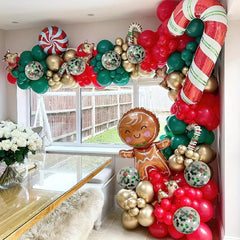 Christmas Party Balloon Set - Dark Green Red Golden Mix