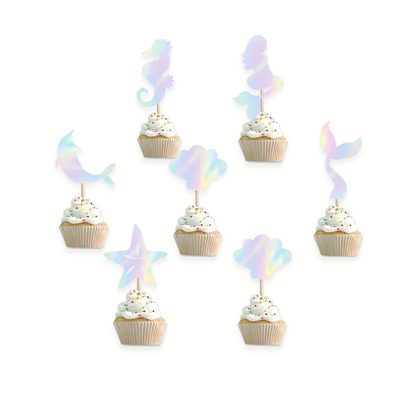 6pcs Mermaid Cake Topper Set Underwater Party Decoration for Weddings Birthdays
