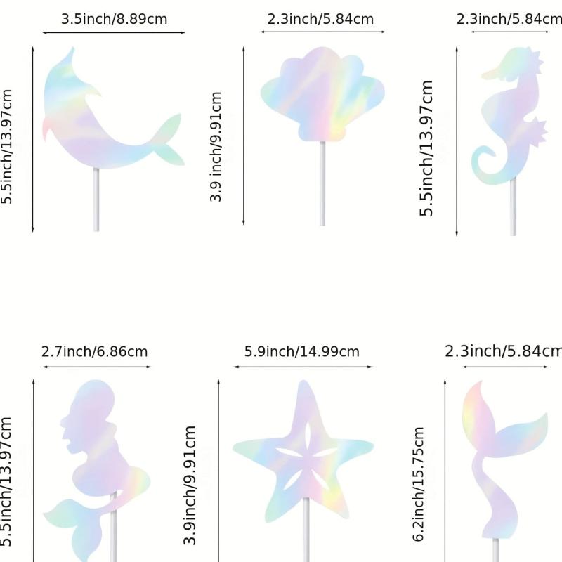 6pcs Mermaid Cake Topper Set Underwater Party Decoration for Weddings Birthdays