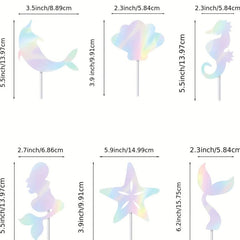 6pcs Mermaid Cake Topper Set Underwater Party Decoration for Weddings Birthdays