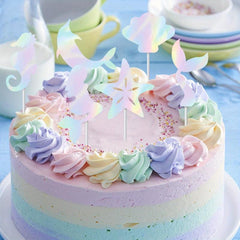 6pcs Mermaid Cake Topper Set Underwater Party Decoration for Weddings Birthdays