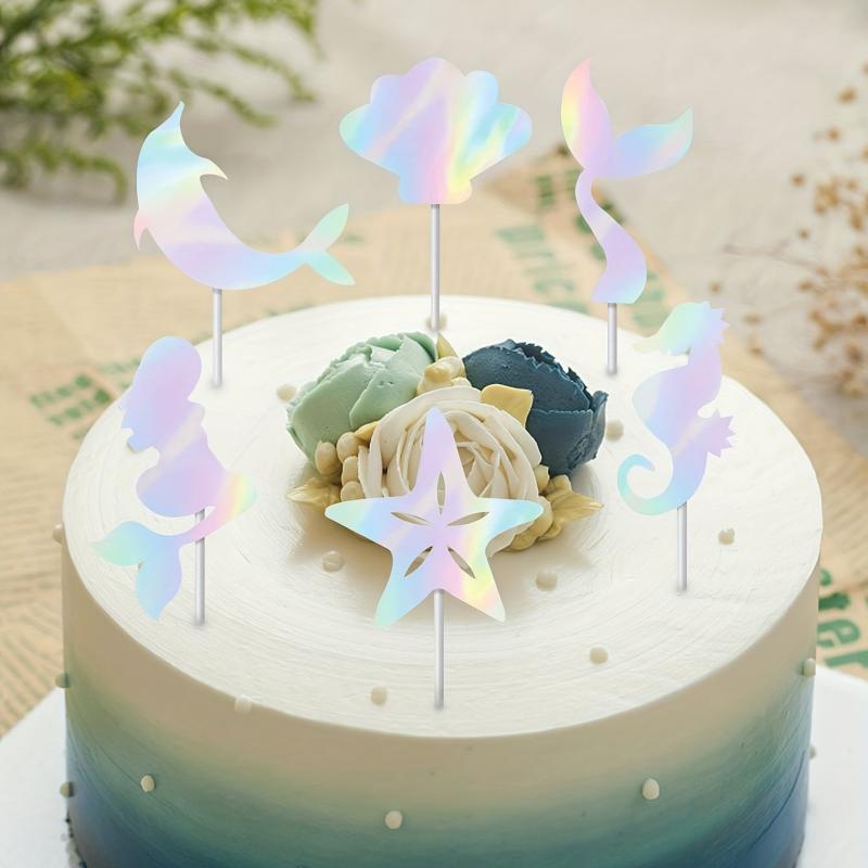 6pcs Mermaid Cake Topper Set Underwater Party Decoration for Weddings Birthdays