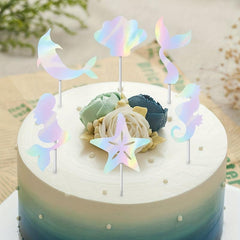 6pcs Mermaid Cake Topper Set Underwater Party Decoration for Weddings Birthdays