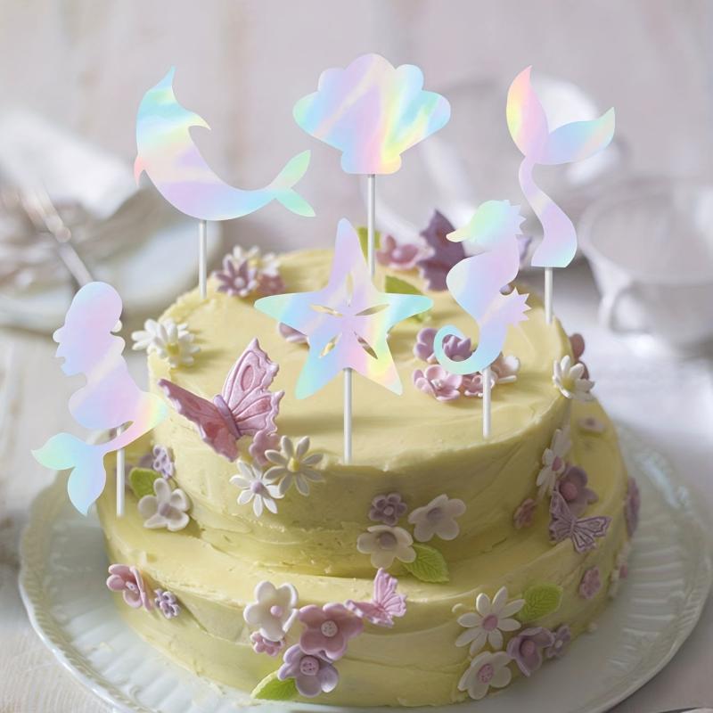 6pcs Mermaid Cake Topper Set Underwater Party Decoration for Weddings Birthdays