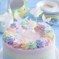 6pcs Mermaid Cake Topper Set Underwater Party Decoration for Weddings Birthdays