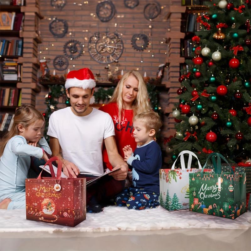 6pcs Reusable Xmas Gift Bags Bulk Christmas Tote Bags