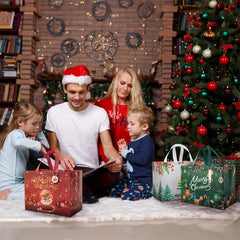 6pcs Reusable Xmas Gift Bags Bulk Christmas Tote Bags