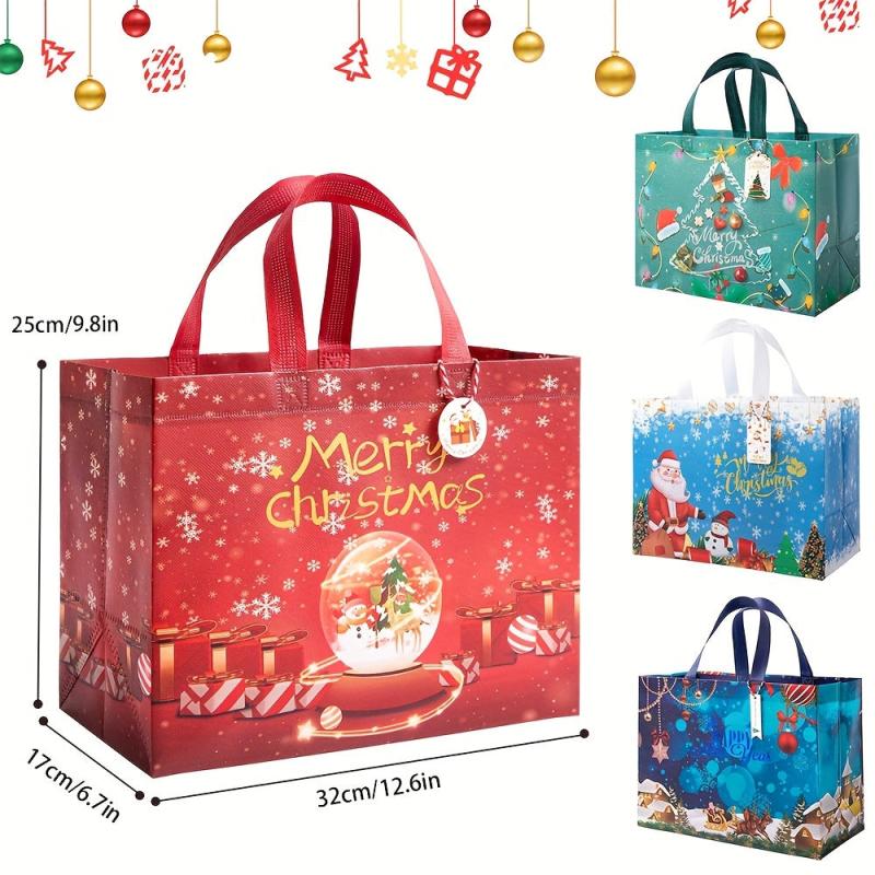 6pcs Reusable Xmas Gift Bags Bulk Christmas Tote Bags