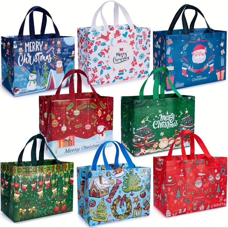 6pcs Reusable Xmas Gift Bags Bulk Christmas Tote Bags
