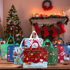6pcs Reusable Xmas Gift Bags Bulk Christmas Tote Bags