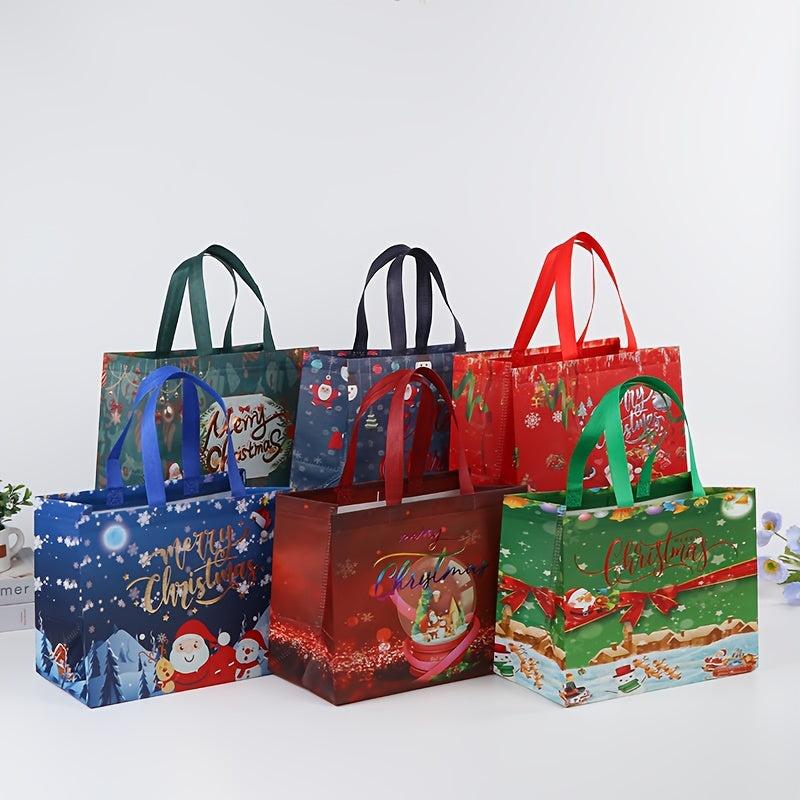 6pcs Reusable Xmas Gift Bags Bulk Christmas Tote Bags