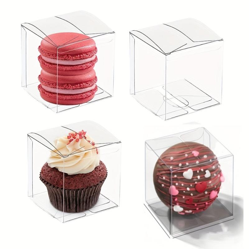 25pcs Clear Plastic Chocolate Bomb Boxes - Small Gift Cupcake Dessert Boxes