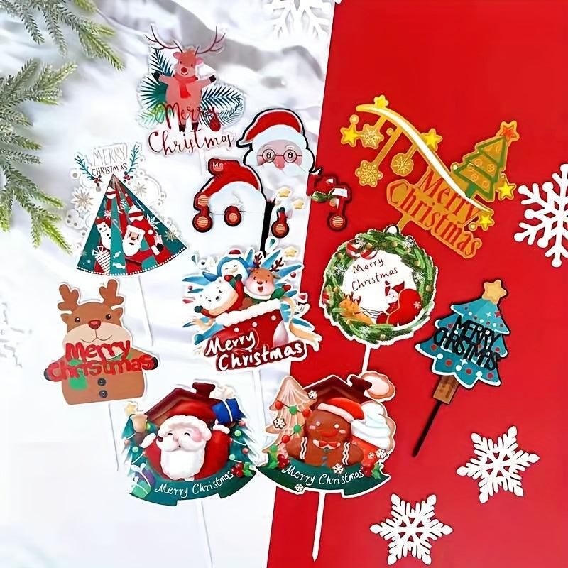 Christmas Cake Insert Snowman Party Decorations