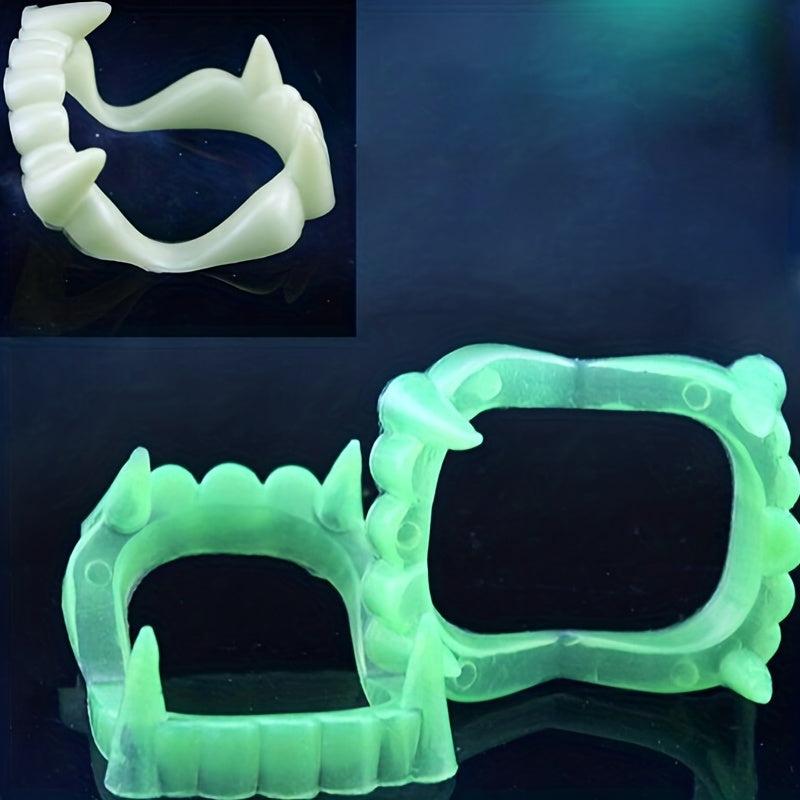 1pc Halloween Grillz Teeth Luminous Denture Funny Props