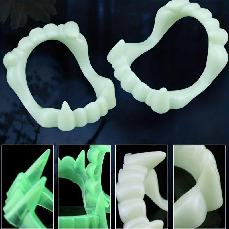 1pc Halloween Grillz Teeth Luminous Denture Funny Props