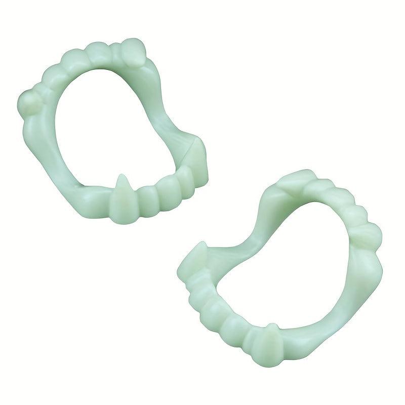 1pc Halloween Grillz Teeth Luminous Denture Funny Props