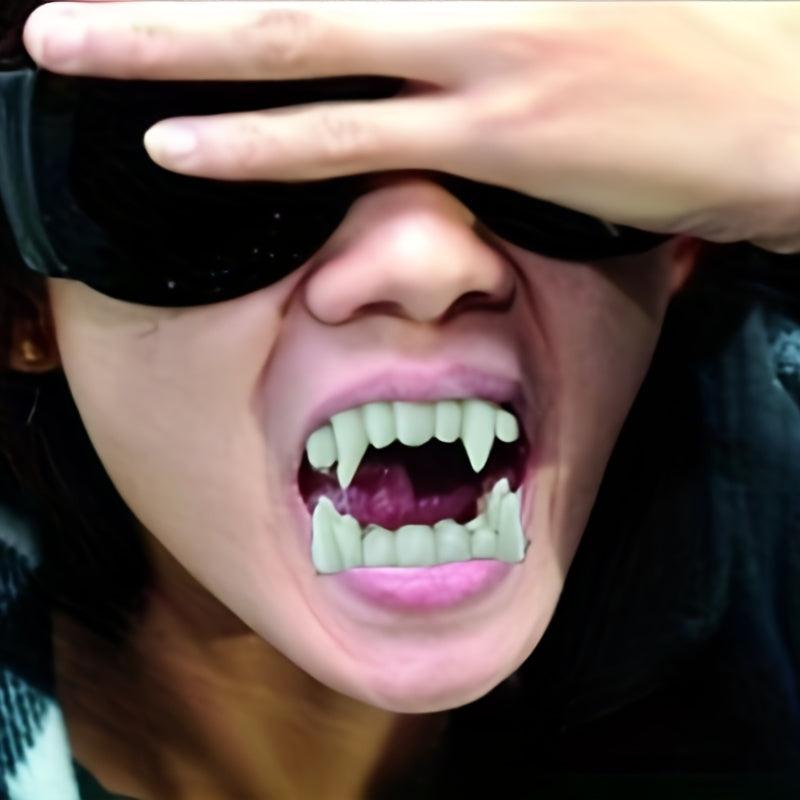 1pc Halloween Grillz Teeth Luminous Denture Funny Props