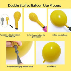 107pcs Yellow and Purple Balloon Kit Matte Finish Double Fill