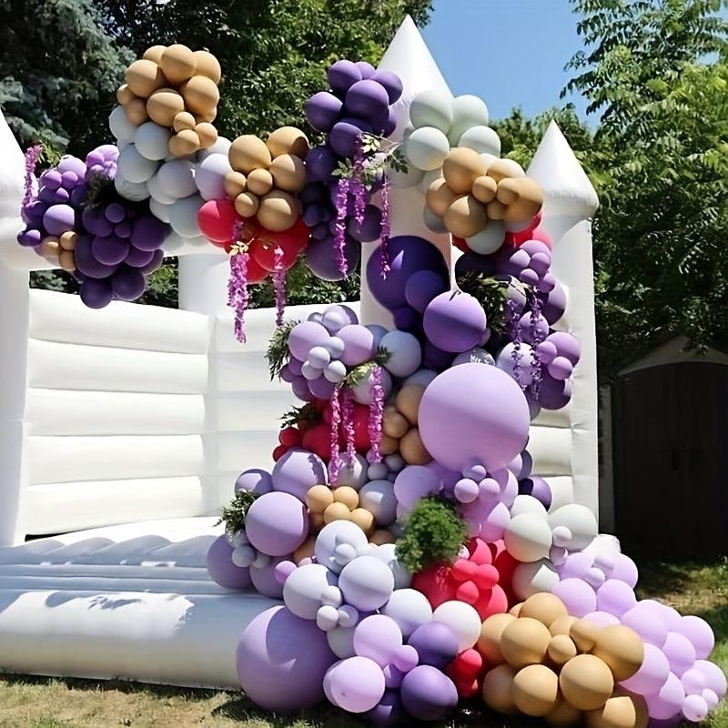 107pcs Yellow and Purple Balloon Kit Matte Finish Double Fill