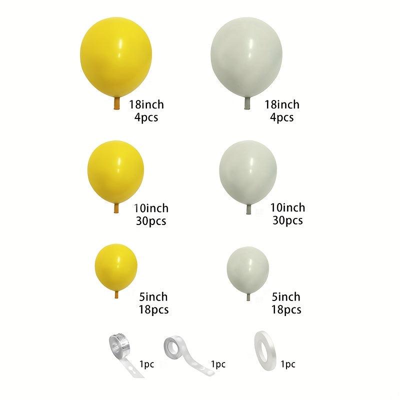 107pcs Yellow and Purple Balloon Kit Matte Finish Double Fill