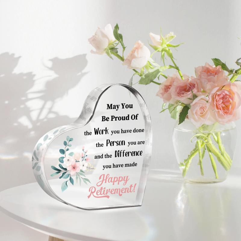Retirement Gift For Women Acrylic Heart Plate Keepsake Paperweight Inspirational