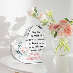Retirement Gift For Women Acrylic Heart Plate Keepsake Paperweight Inspirational