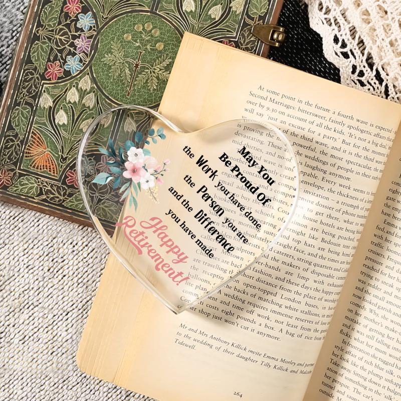 Retirement Gift For Women Acrylic Heart Plate Keepsake Paperweight Inspirational