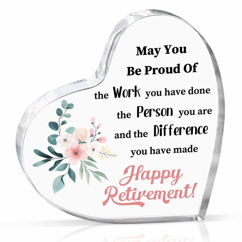Retirement Gift For Women Acrylic Heart Plate Keepsake Paperweight Inspirational