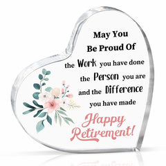 Retirement Gift For Women Acrylic Heart Plate Keepsake Paperweight Inspirational