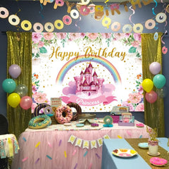 Pink Royal Castle Birthday Party Backdrop