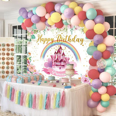 Pink Royal Castle Birthday Party Backdrop