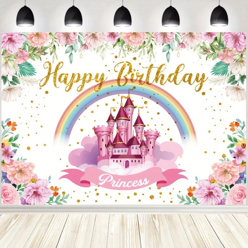 Pink Royal Castle Birthday Party Backdrop