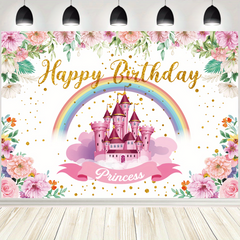 Pink Royal Castle Birthday Party Backdrop