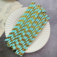 25pcs Striped Paper Straws Pack - Hot Stamping Design