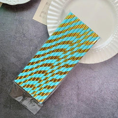 25pcs Striped Paper Straws Pack - Hot Stamping Design