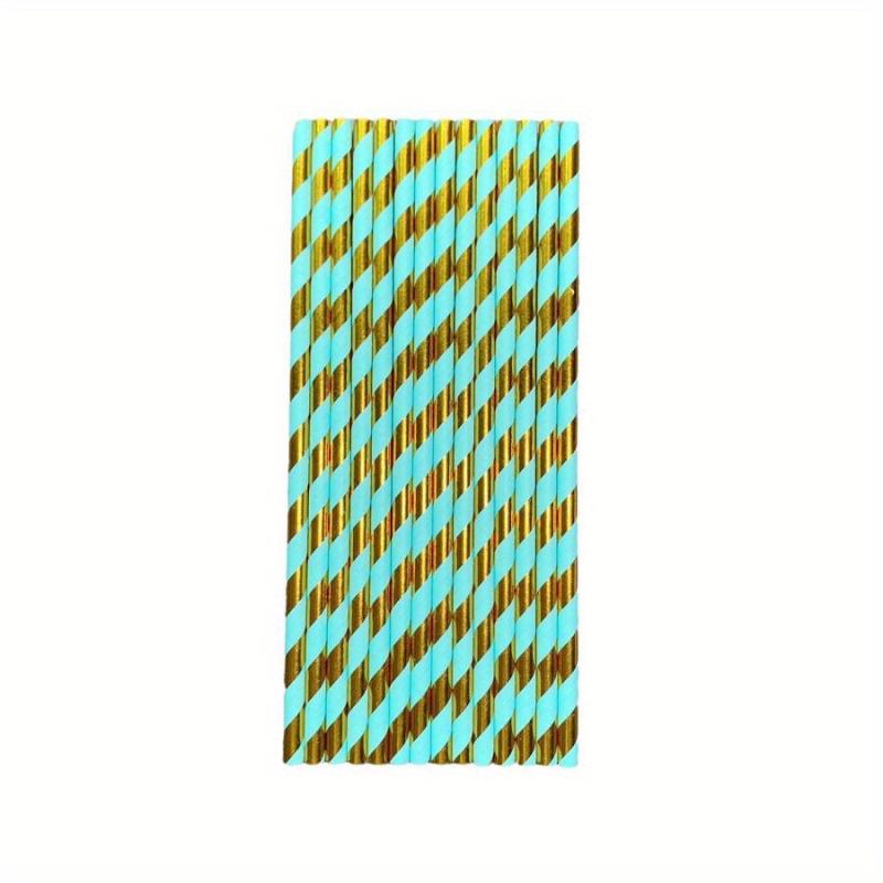 25pcs Striped Paper Straws Pack - Hot Stamping Design