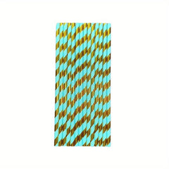 25pcs Striped Paper Straws Pack - Hot Stamping Design