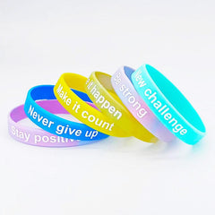 6 Styles Challenge Motivative Silicone Bracelet, Be Strong Quote, Party Favors