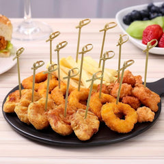 100pcs Bamboo Cocktail Picks with Looped Knot, 11.94cm