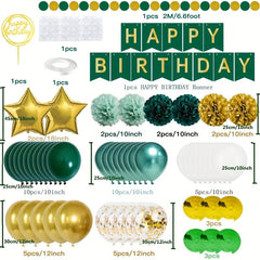 Green Golden Birthday Party Decorations For Boy Girls Men W