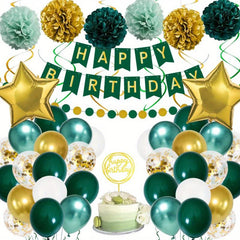 Green Golden Birthday Party Decorations For Boy Girls Men W