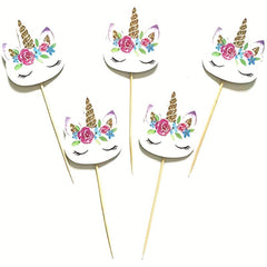 24pcs Unicorn Cupcake Toppers Cake Decorating Party Supplies