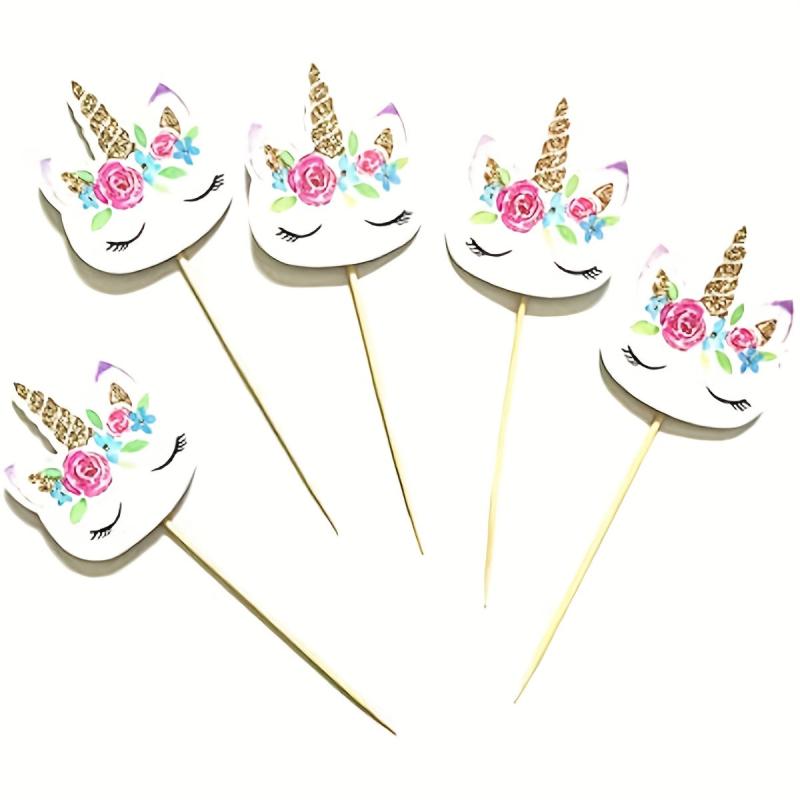 24pcs Unicorn Cupcake Toppers Cake Decorating Party Supplies