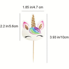 24pcs Unicorn Cupcake Toppers Cake Decorating Party Supplies